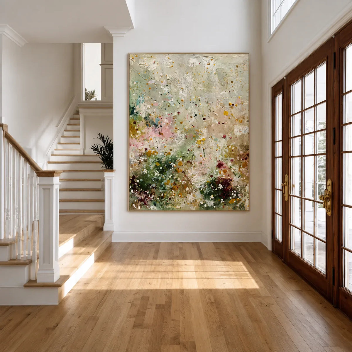 Whispering Meadow Pastel Abstract Wall Art styled interior scene 1 | Olyrel