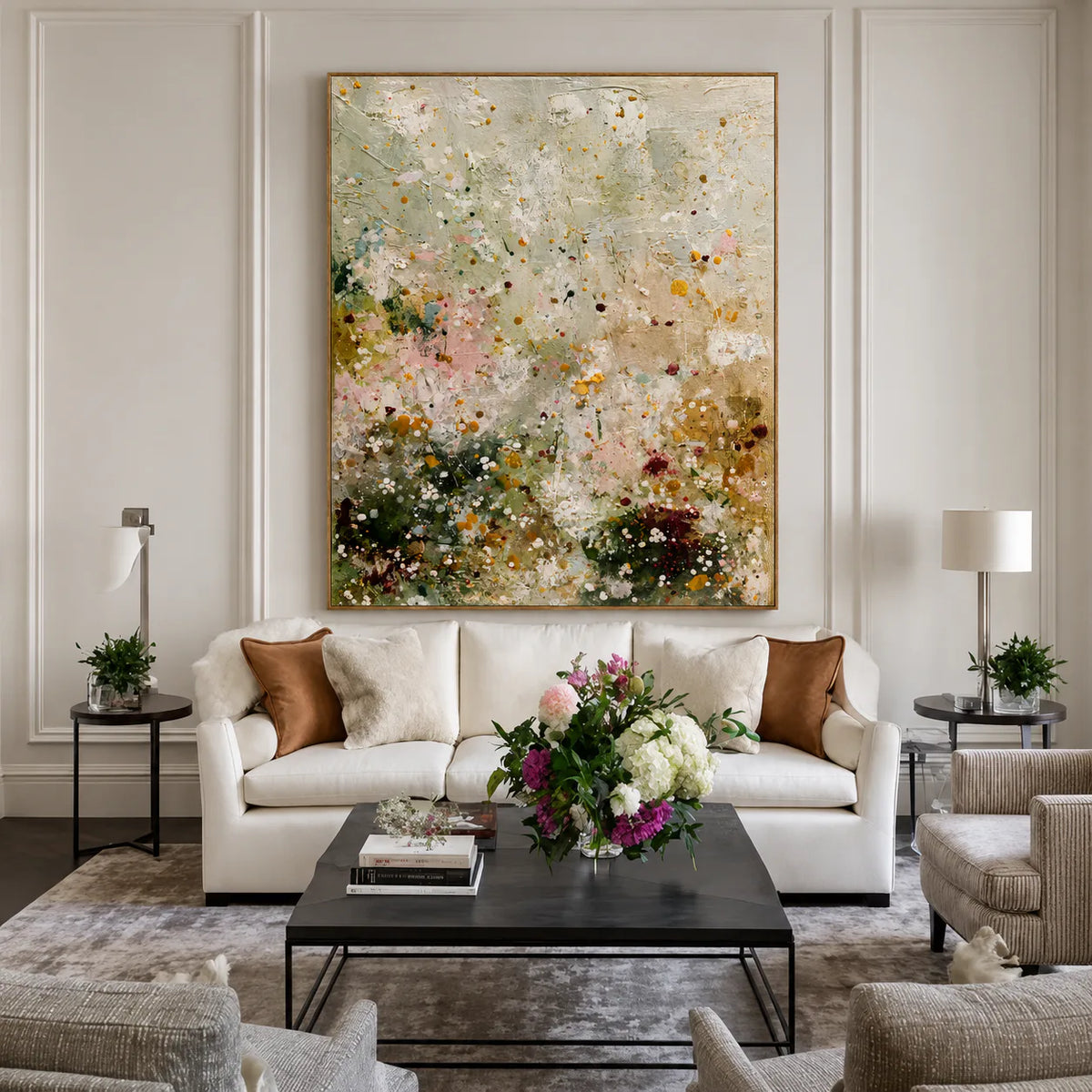 Whispering Meadow Pastel Abstract Wall Art styled interior scene 4 | Olyrel