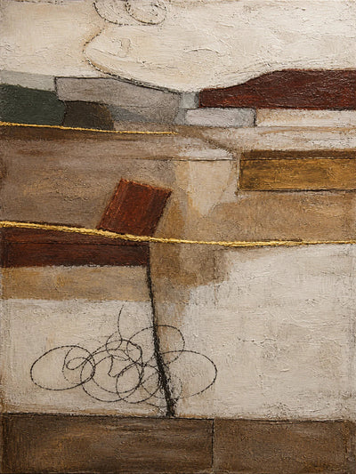 Earthbound Layers Neutral Geometric Wall Art artwork view | Olyrel