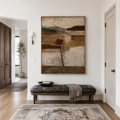 Earthbound Layers Neutral Geometric Wall Art styled interior scene 4 | Olyrel