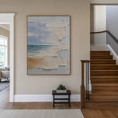 Sea Glass Horizon Textured Wall Art styled interior scene 3 | Olyrel