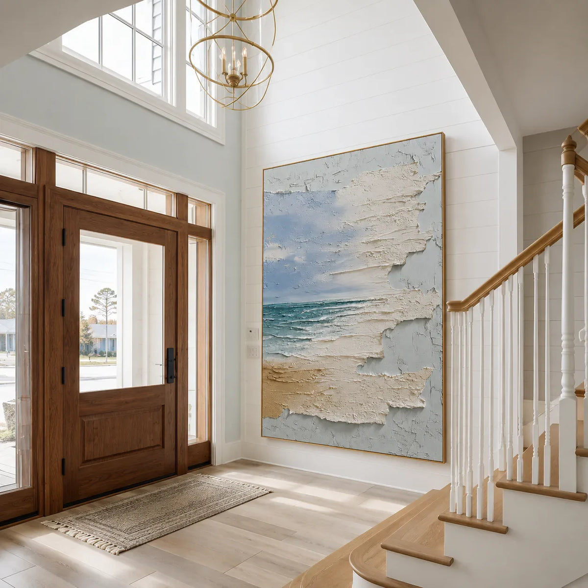 Sea Glass Horizon Textured Wall Art styled interior scene 5 | Olyrel
