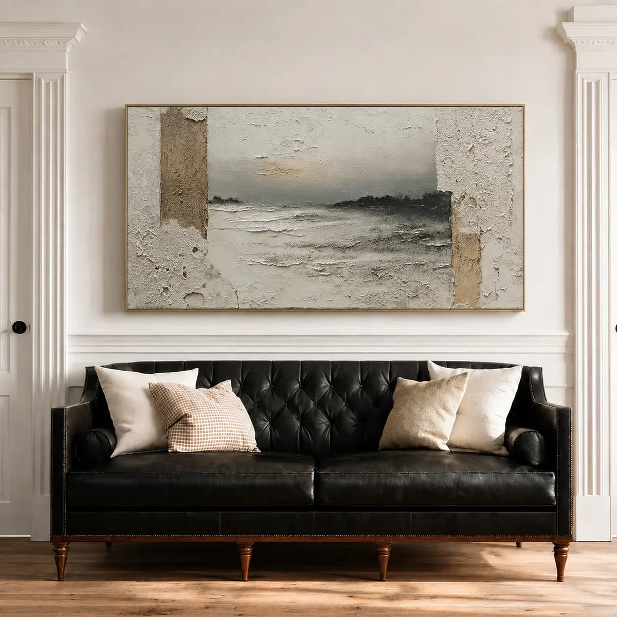 Quiet Passage Panoramic Coastal Wall Art styled interior scene 1 | Olyrel