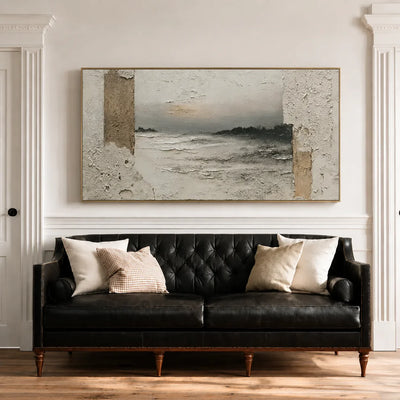 Quiet Passage Panoramic Coastal Wall Art styled interior scene 1 | Olyrel