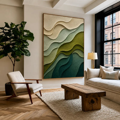 Verdant Contours Layered Relief Wall Art styled interior scene 3 | Olyrel