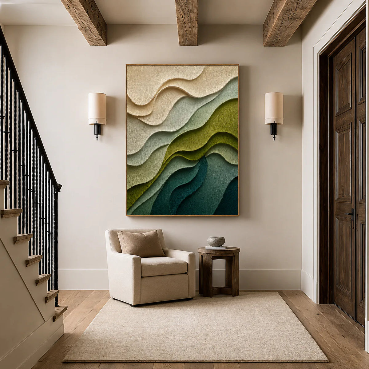 Verdant Contours Layered Relief Wall Art styled interior scene 4 | Olyrel