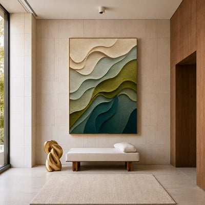 Verdant Contours Layered Relief Wall Art styled interior scene 5 | Olyrel
