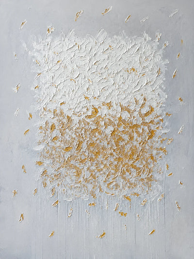 Gilded Bloom White Textured Wall Art artwork view | Olyrel