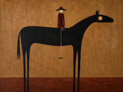 Still Horizon Black Horse Folk Wall Art artwork view | Olyrel
