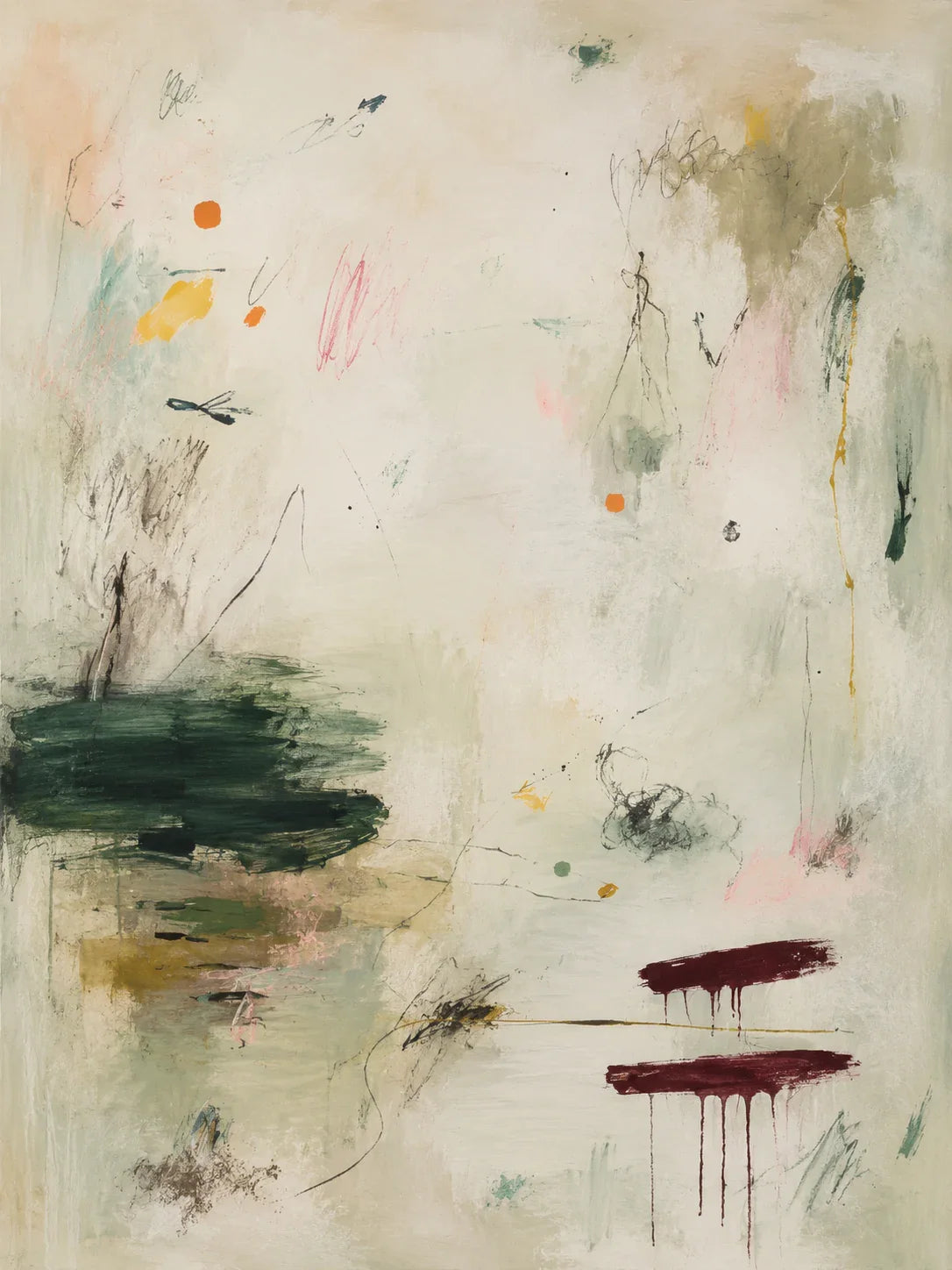 Quiet Garden Sage Abstract Wall Art artwork view | Olyrel