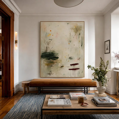 Quiet Garden Sage Abstract Wall Art styled interior scene 1 | Olyrel