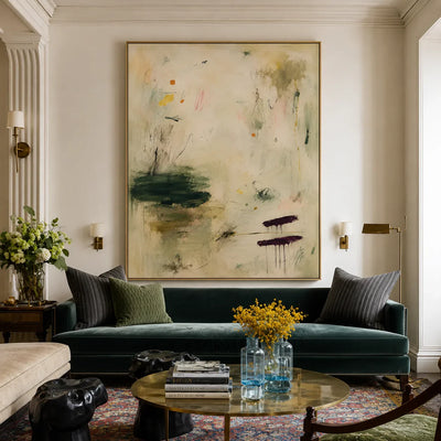 Quiet Garden Sage Abstract Wall Art styled interior scene 5 | Olyrel