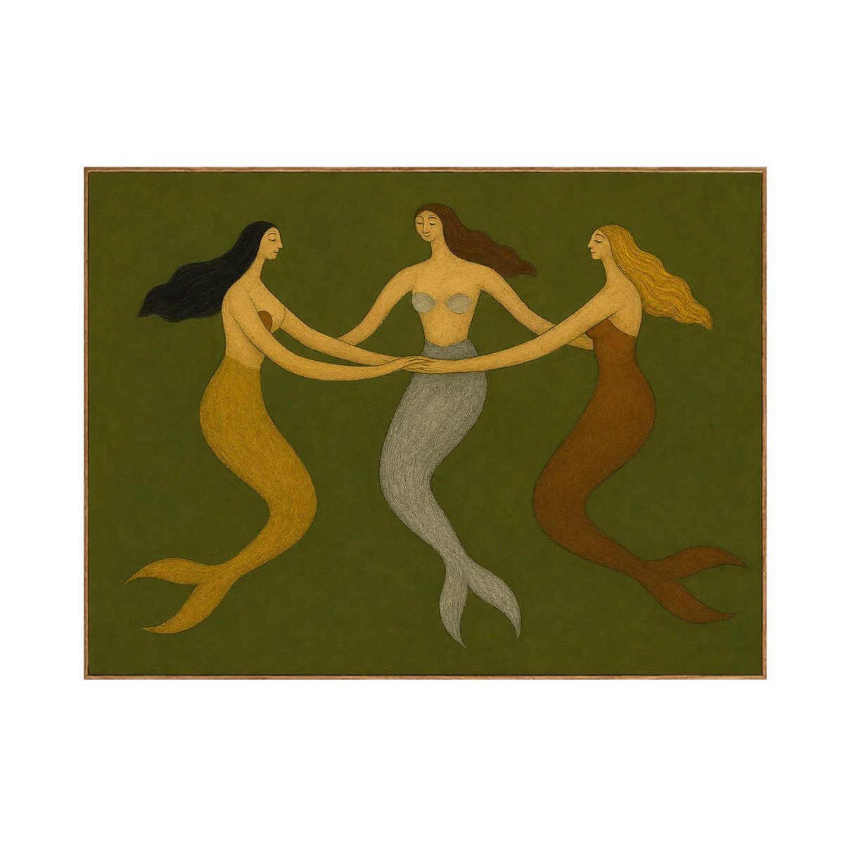Three Graces Olive Folk Wall Art | Olyrel