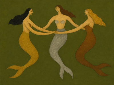 Three Graces Olive Folk Wall Art artwork view | Olyrel