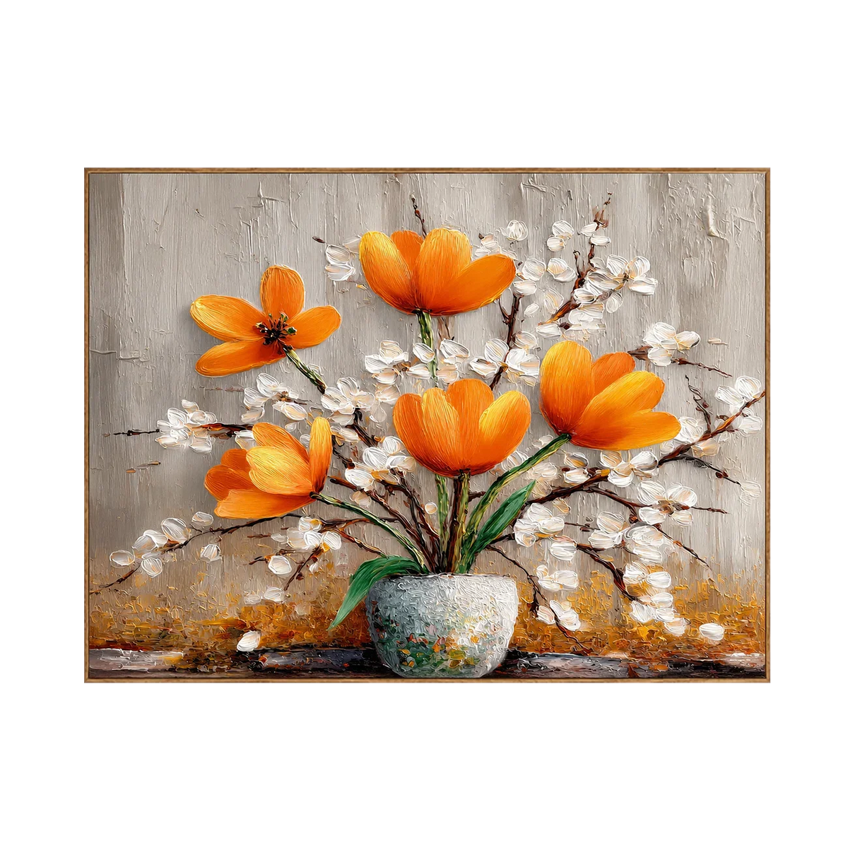 Amber Poppies Textured Floral Wall Art | Olyrel