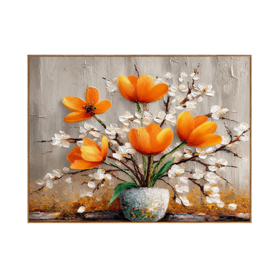 Amber Poppies Textured Floral Wall Art | Olyrel