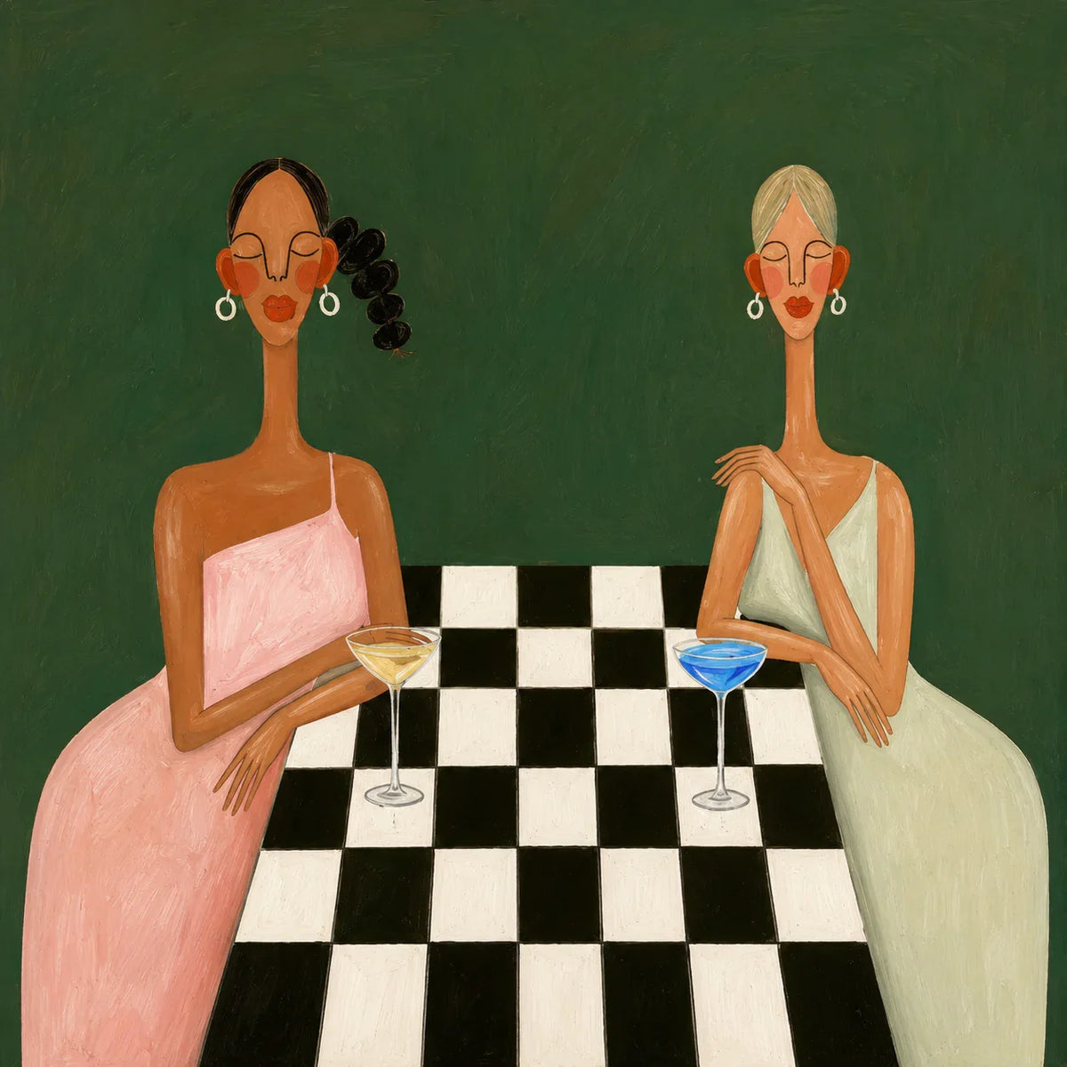 Checkered Table Companions Figurative Wall Art artwork view | Olyrel