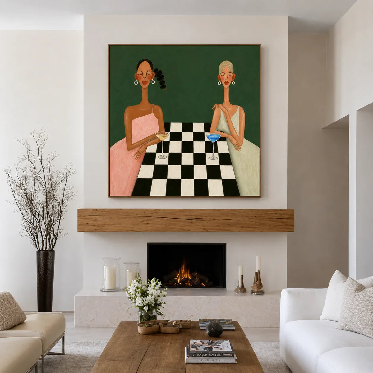 Checkered Table Companions Figurative Wall Art styled interior scene 1 | Olyrel