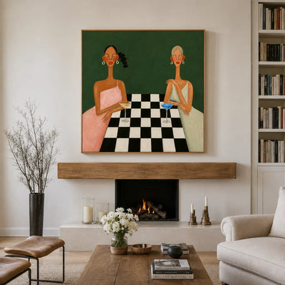 Checkered Table Companions Figurative Wall Art styled interior scene 2 | Olyrel