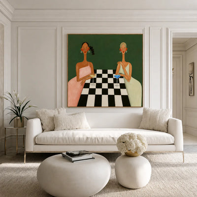 Checkered Table Companions Figurative Wall Art styled interior scene 4 | Olyrel