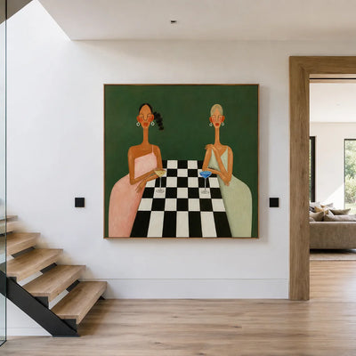 Checkered Table Companions Figurative Wall Art styled interior scene 5 | Olyrel