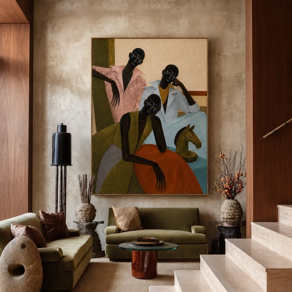 Gathered Voices Modern Figurative Wall Art styled interior scene 1 | Olyrel