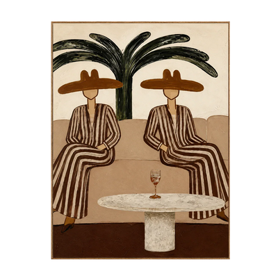 Palm Shade Conversation Folk Wall Art | Olyrel