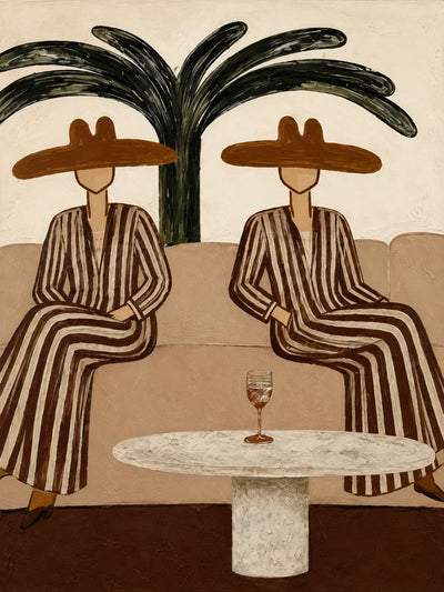 Palm Shade Conversation Folk Wall Art artwork view | Olyrel