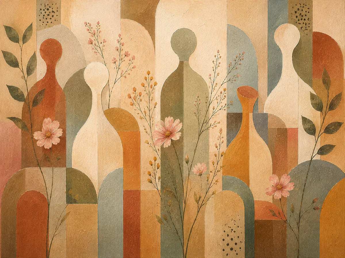 Meadow Rhythm Mid Century Botanical Wall Art artwork view | Olyrel