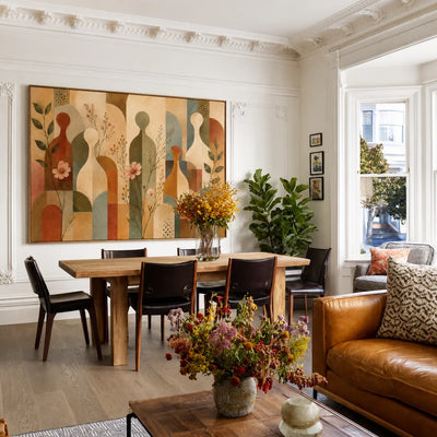 Meadow Rhythm Mid Century Botanical Wall Art styled interior scene 4 | Olyrel