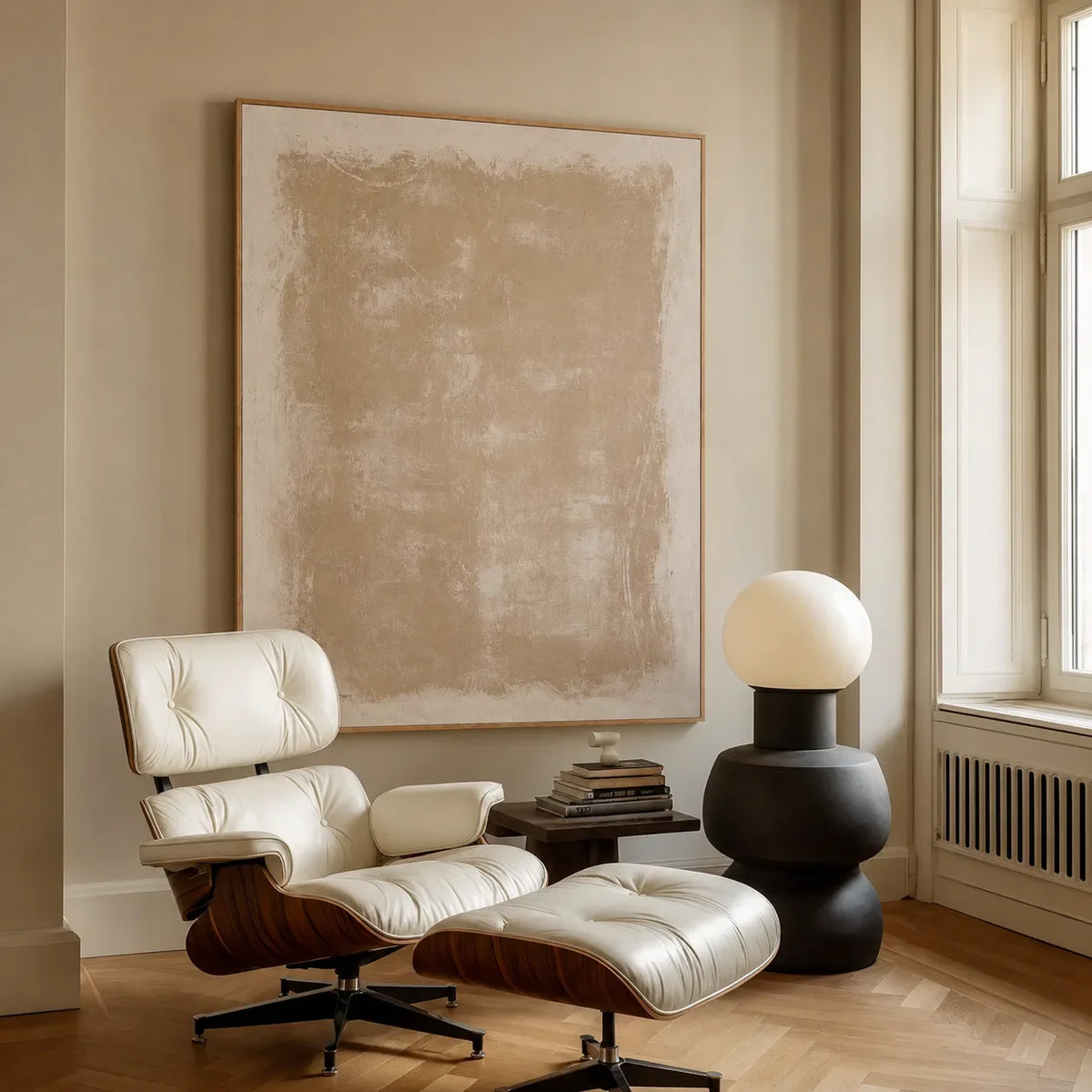 Soft Field Beige Minimalist Wall Art styled interior scene 1 | Olyrel