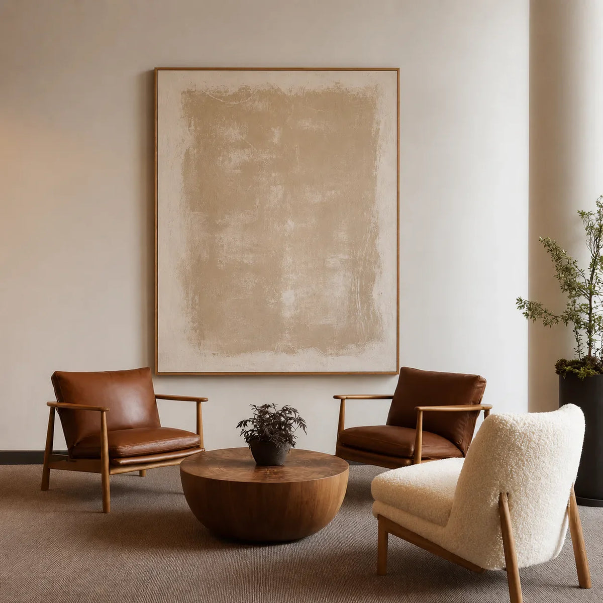 Soft Field Beige Minimalist Wall Art styled interior scene 4 | Olyrel