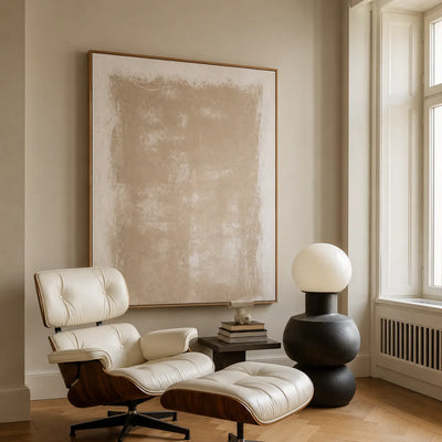 Soft Field Beige Minimalist Wall Art styled interior scene 5 | Olyrel
