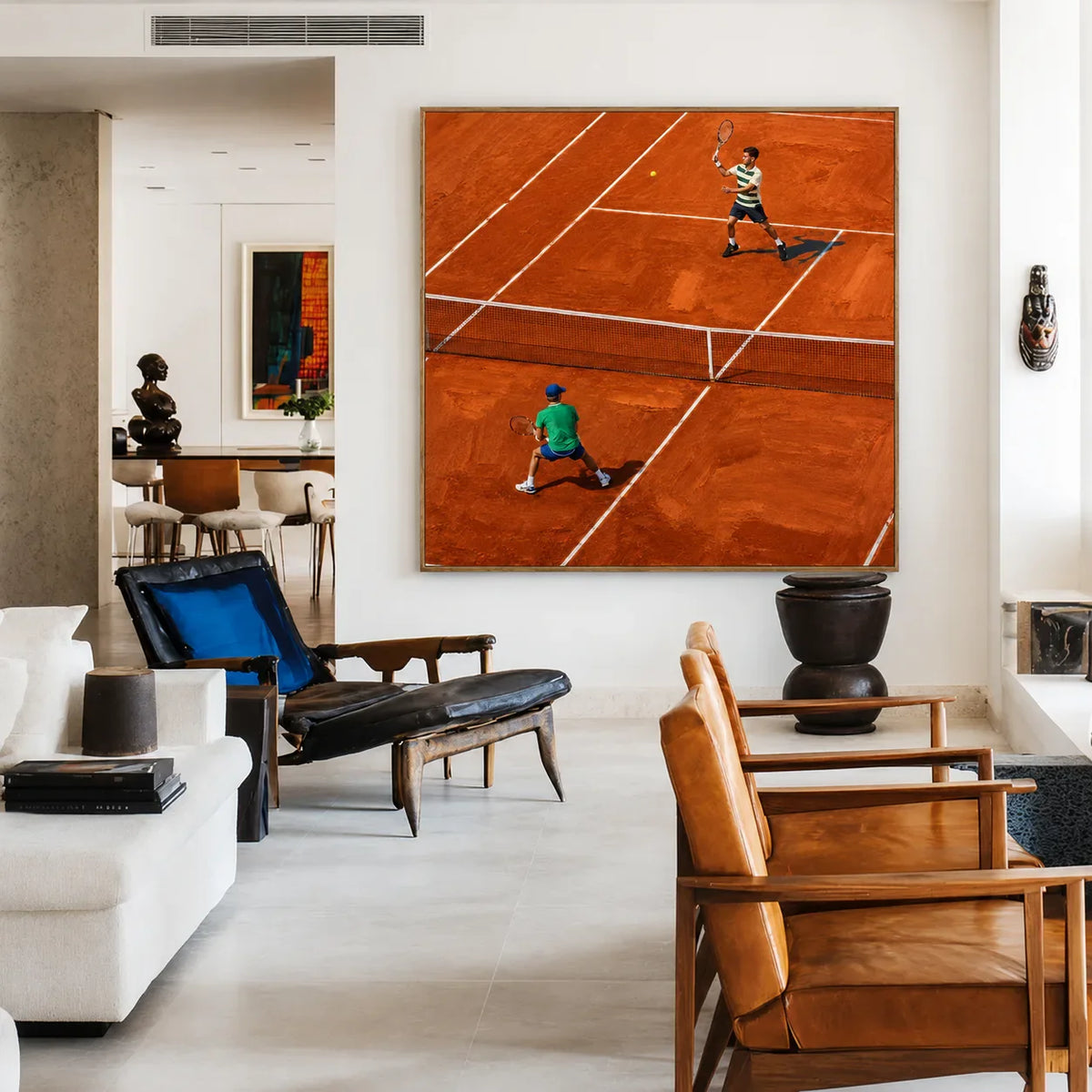 Clay Court Rally Tennis Wall Art styled interior scene 2 | Olyrel