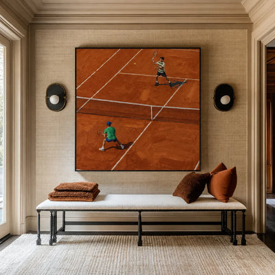 Clay Court Rally Tennis Wall Art styled interior scene 3 | Olyrel