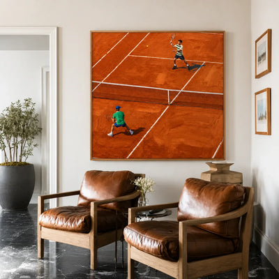Clay Court Rally Tennis Wall Art styled interior scene 4 | Olyrel
