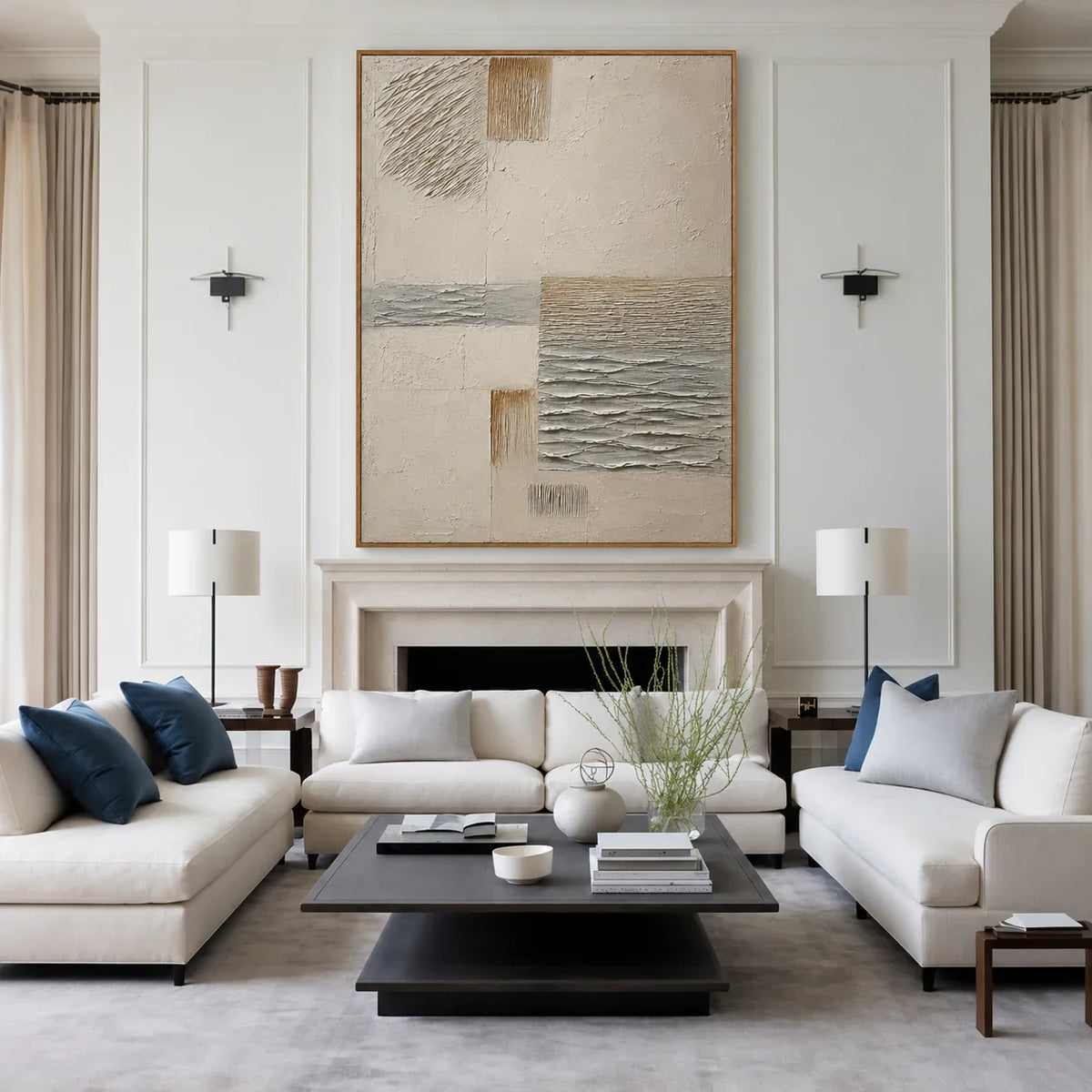 Quiet Weave Neutral Textured Wall Art styled interior scene 2 | Olyrel