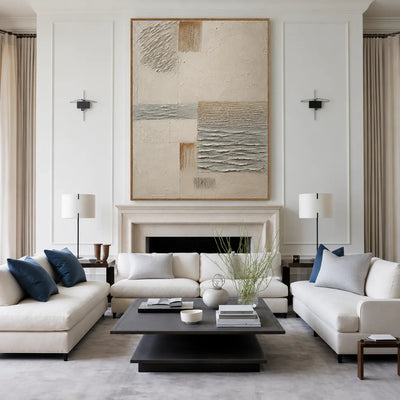 Quiet Weave Neutral Textured Wall Art styled interior scene 2 | Olyrel
