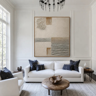 Quiet Weave Neutral Textured Wall Art styled interior scene 3 | Olyrel