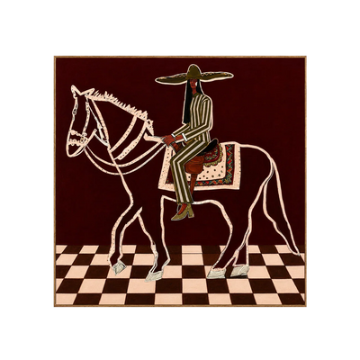 Checkered Trail Horse Rider Folk Wall Art | Olyrel