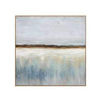 Misty Shoreline Blue Abstract Wall Art | Olyrel