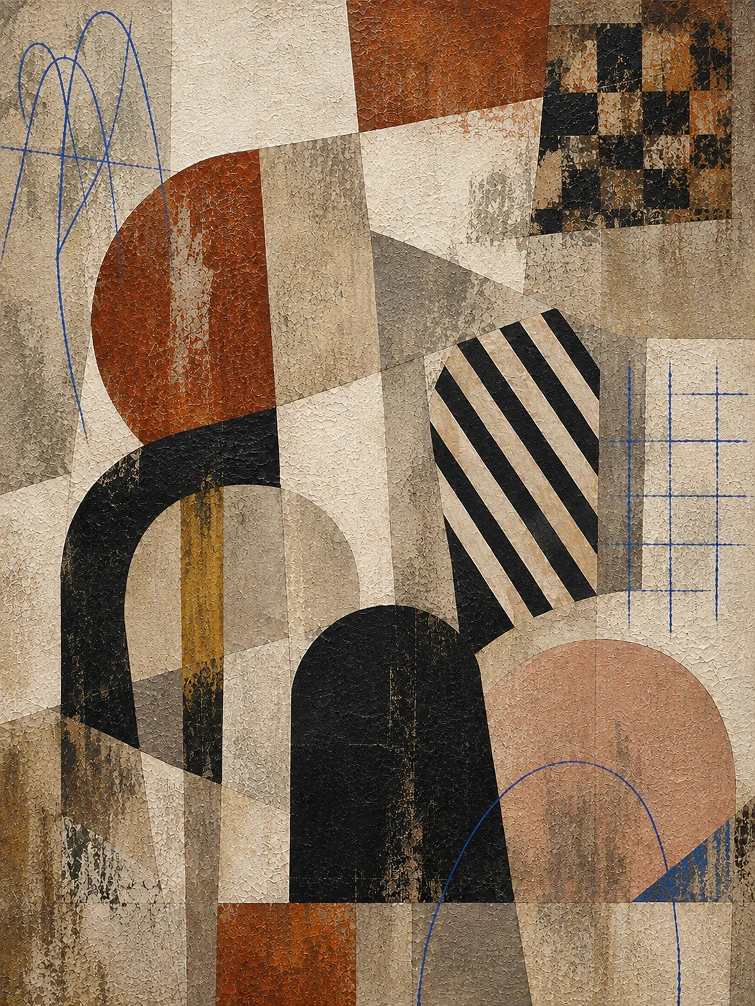Bauhaus Arches Vintage Geometric Wall Art artwork view | Olyrel