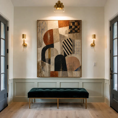 Bauhaus Arches Vintage Geometric Wall Art styled interior scene 1 | Olyrel