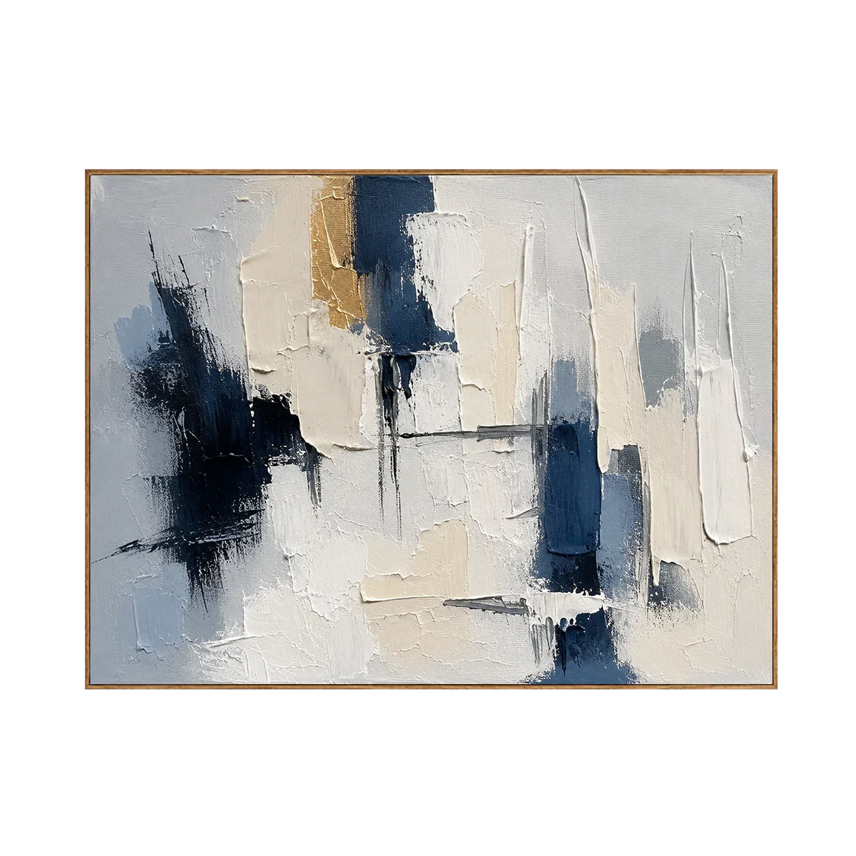 Navy Fragments Textured Abstract Wall Art | Olyrel