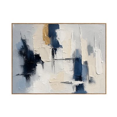 Navy Fragments Textured Abstract Wall Art | Olyrel