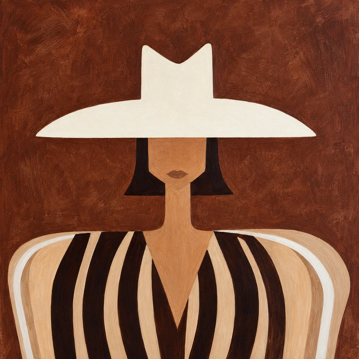 Wide Brim Portrait Folk Wall Art artwork view | Olyrel