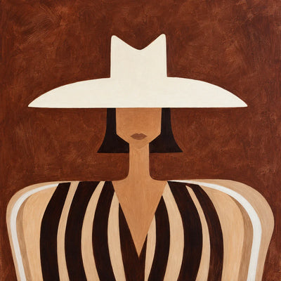 Wide Brim Portrait Folk Wall Art artwork view | Olyrel