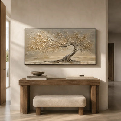 Windlit Tree Botanical Wall Art styled in a contemporary entryway | Olyrel