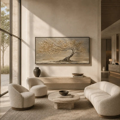 Windlit Tree Botanical Wall Art shown in a quiet home office | Olyrel