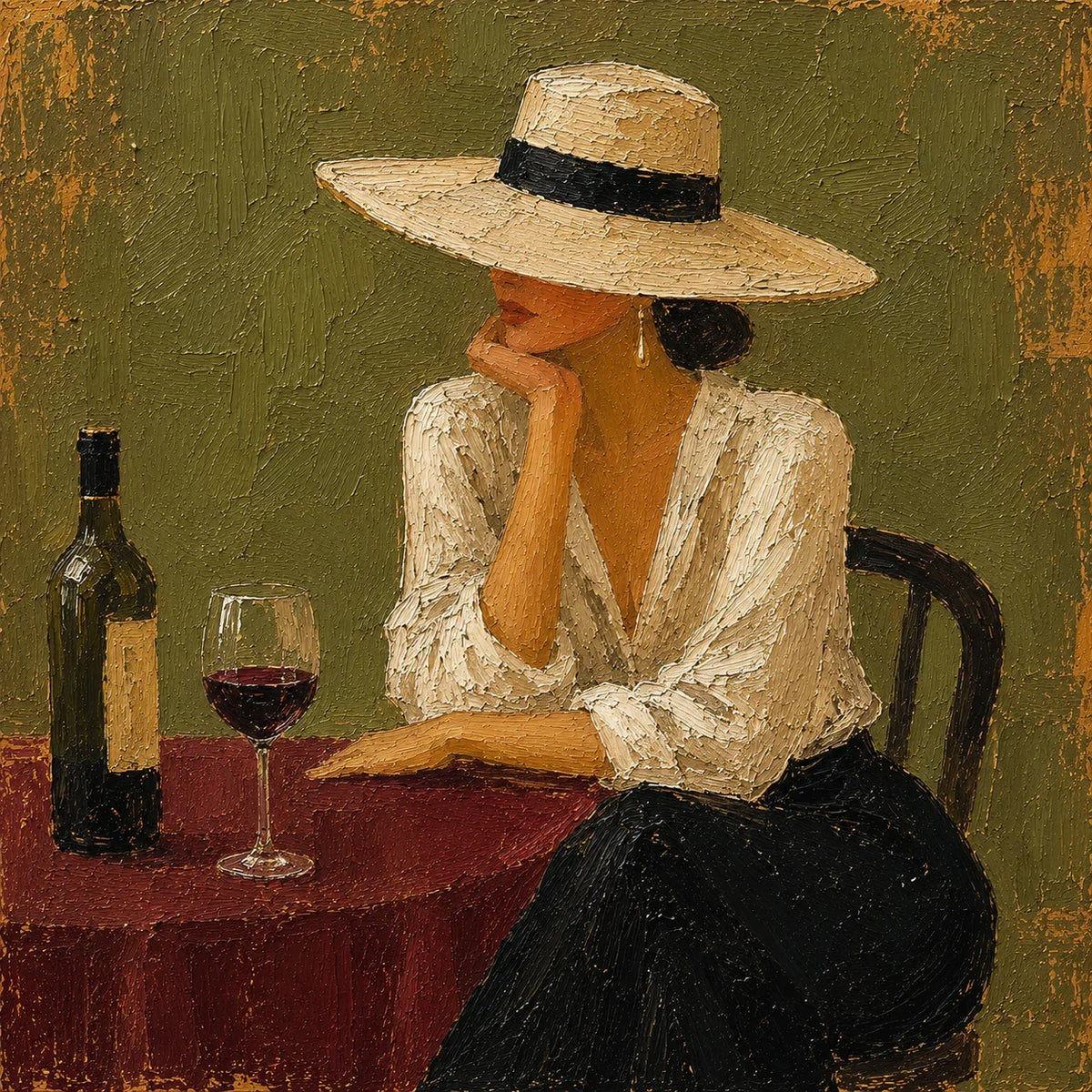 Evening at the Wine Table Figurative Wall Art artwork view | Olyrel